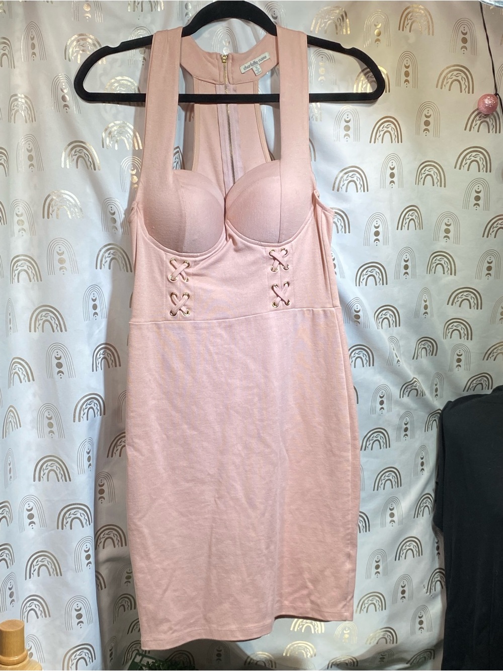 Charlotte Russe Blush Pink Built-In Bust Bodycon Dress
